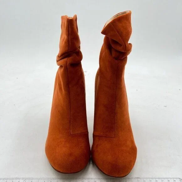 YDN Brown Pull on Chunky Heel Slouch Ankle Boots Round Toe Stacked Retro Shoes - Picture 3 of 8